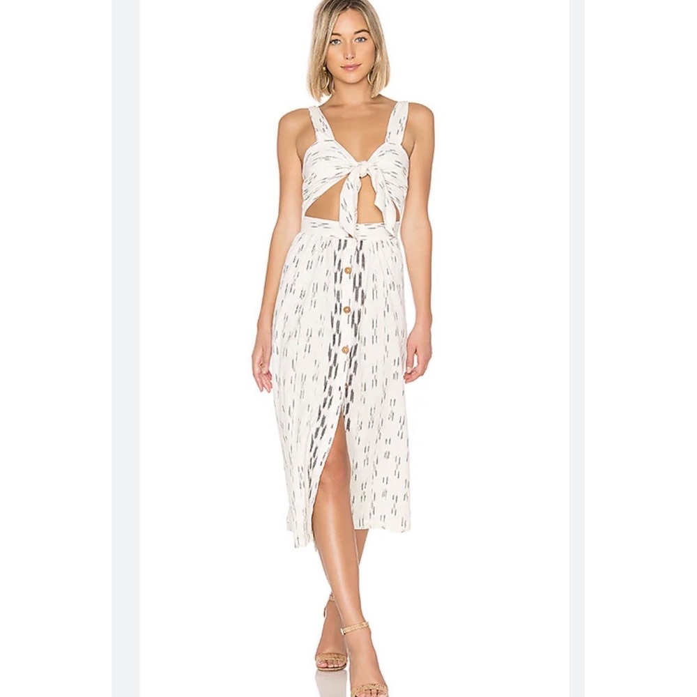 Free People Revolve Caldasi Button-Up Smocked Cut Out Tie Front Sundress Size XS